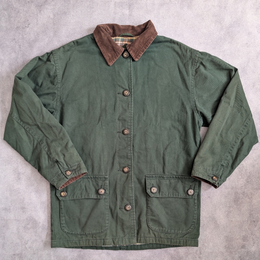 VTG St Johns Bay Jacket Men Small Corduroy Collar Plaid Flannel Lined Chore - Picture 2 of 8